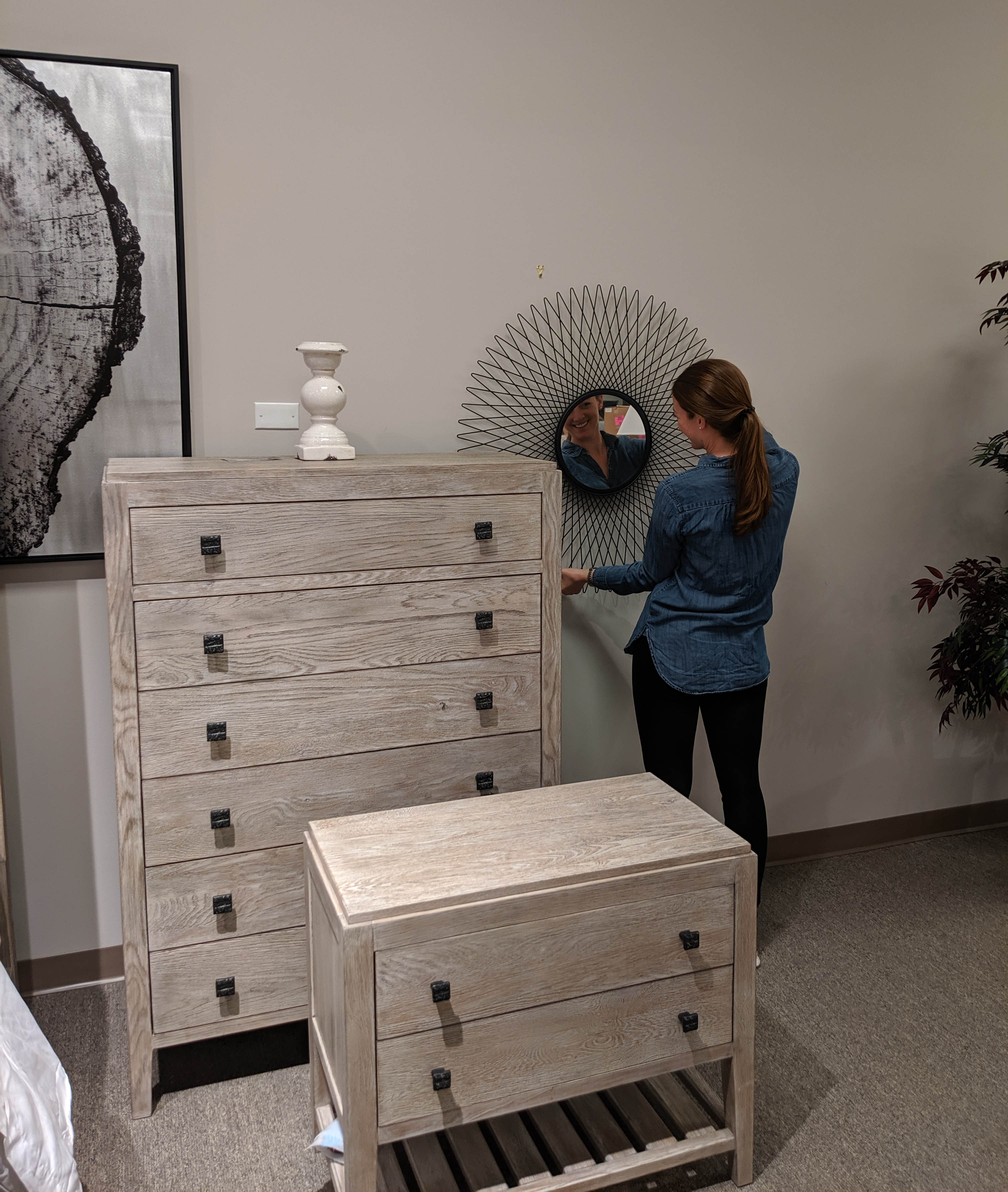 light-washed wooden drawers